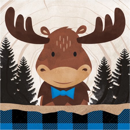 Blue Buffalo Plaid Moose Napkins 48 Count