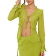 thumbnail image 2 of Coduop Women See Through Sheer Mesh Outfit Set Long Sleeve Shirt Tops and Bodycon Long Skirt Suits, 2 of 4