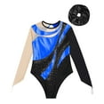 thumbnail image 3 of Alvivi Kids Girls Gymnastics Leotard Shiny Rhinestone Long Sleeve Ballet Dance Bodysuit with Hair Band Royal Blue&Black 16, 3 of 5
