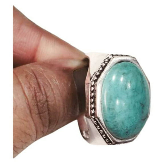 Tibetan Turquoise Ring, Silver Jewelry, 925 Silver Ring, Father's Day, AAA Natural Turquoise, December Birthstone Ring, Heavy Mens Ring, Spiritual Healing Gemstone, Christmas, Signet Mens Ring