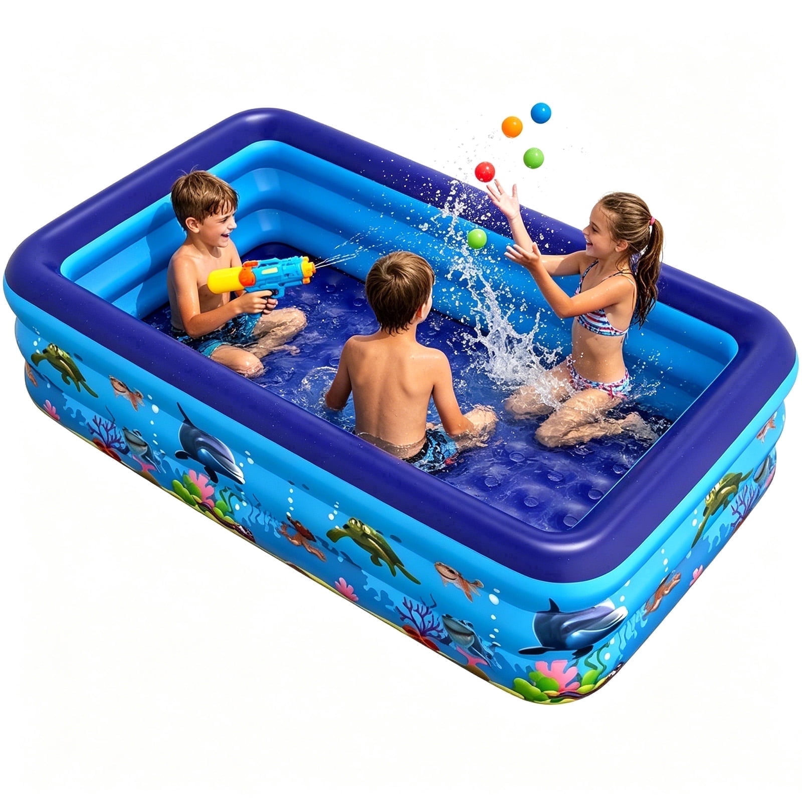 SOTOS Inflatable Pool for Kids and Adults, 83" x 57" x 22" Oversized Thickened Family Swimming Pool for Toddlers, Outdoor, Garden, Backyard, Summer Water Party