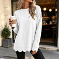 thumbnail image 2 of Eryao Lightweight Womens Sweatshirt Fall Winter Solid Color Oversized Crewneck Sweatshirts Scalloped Casual Long Sleeve Pullover Tops White,XXL, 2 of 7