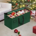 thumbnail image 4 of Holiday Cheer Premium Christmas Ornament Storage – Christmas Storage Container with Dividers Perfect for Holiday Decorations– Fits 128 Holiday Ornaments – Tear (Green), 4 of 6