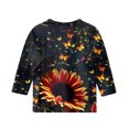 thumbnail image 4 of CCRFTGI Cute Shirts for Kids Girls Size 6 3/4 Sleeve Sunflower Print Clothes for Teen Girls Tee Shirts Summer Trendy Loose Comdy Crew Neck Shirts Saffron 5-6 Years, 4 of 4