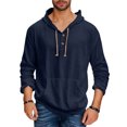 thumbnail image 2 of Men's Casual Loose Fit Long Sleeve Hooded Sweatshirt with Pocket, Spring Fall Everyday Comfort Top,Dark Blue,2XL, 2 of 4