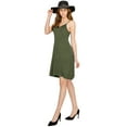 thumbnail image 5 of Made by Johnny Women's V-Neck Spaghetti Strap Tunic Short Dress L OLIVE, 5 of 6