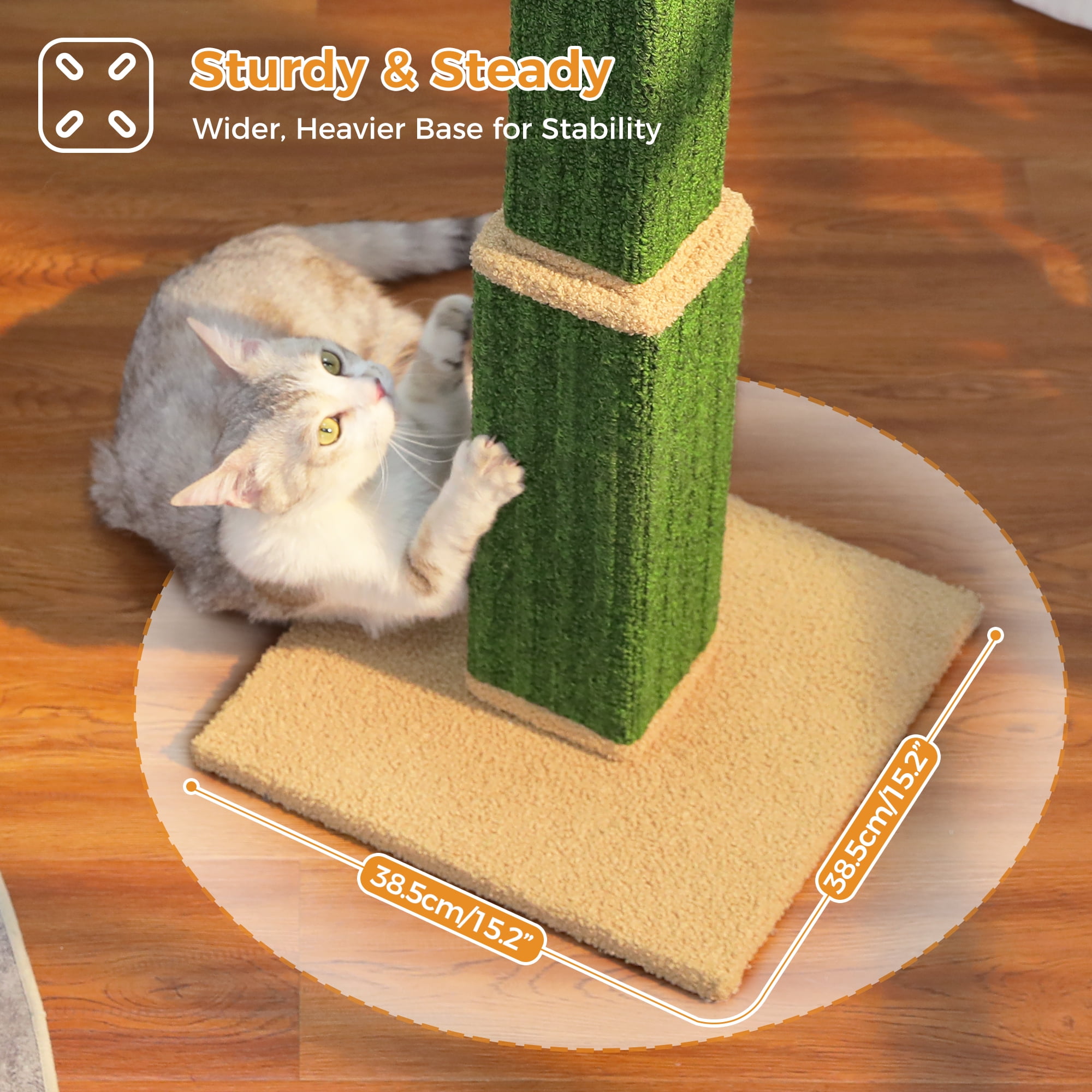 PAWZ Road 31" Cat Scratching Post Indoor Cat Scratcher with Plush Large Base, Green