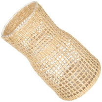 FUEENIRVA Cylindrical Rattan Glass Vase 1Pcs