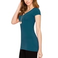 thumbnail image 5 of Made by Johnny Women's Basic Fitted Short Sleeve V-Neck T Shirt L TEAL, 5 of 6