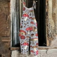 thumbnail image 2 of QATAINLAV Dressy Jumpsuits for Women, Linen Wide Leg One Piece Pants Summer Sleeveless Strap Overalls Mushroom Print Hippie Romper with Pockets Back to School Sales Gray M, 2 of 8