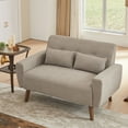 thumbnail image 3 of Pingliang Home Loveseat Small Sofa 2 Seater Sofa Couch with 2 Pillows, Modern Linen Fabric Love Seat for Apartment Bedroom Living Room Small Space Office Studio,Beige, 3 of 10
