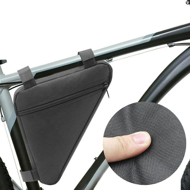 Bolsa de almacenamiento para cuadro de bicicleta, resistente al agua, con correa para debajo del asiento, para tubo delantero de bicicleta de montaña negro