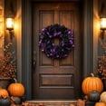thumbnail image 5 of Homellea Black Purple Halloween Tinsel Wreath, 10.23 Inch Bat and Skull Hanging Door Wreath for Front Door, Mantel, Wall, Window, Entryway and Party Decor, 5 of 7