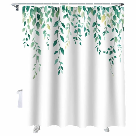 Shower Curtains Green Leaves Bath Curtain Tree Branch Waterproof Bathroom Shower Curtain Set with Hooks Decoration 72 x 84 Inches