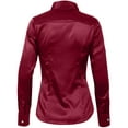 thumbnail image 3 of J. METHOD Women's Satin Button Down Shirt Long Cuff Sleeve Collar Silky Office Work Formal Casual Blouse Top NEWT74 Burgundy 1X, 3 of 7