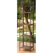 International Caravan Wicker Resin 4-Tier Folding Baker Rack Brown