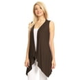 thumbnail image 3 of Made by Johnny Women's Lightweight Sleeveless Draped Open Cardigan XXXL BROWN, 3 of 6
