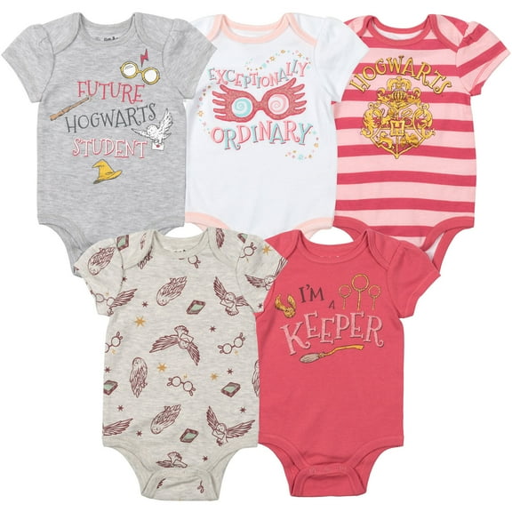 Harry Potter Newborn Baby Girls 5 Pack Bodysuits Newborn to Infant
