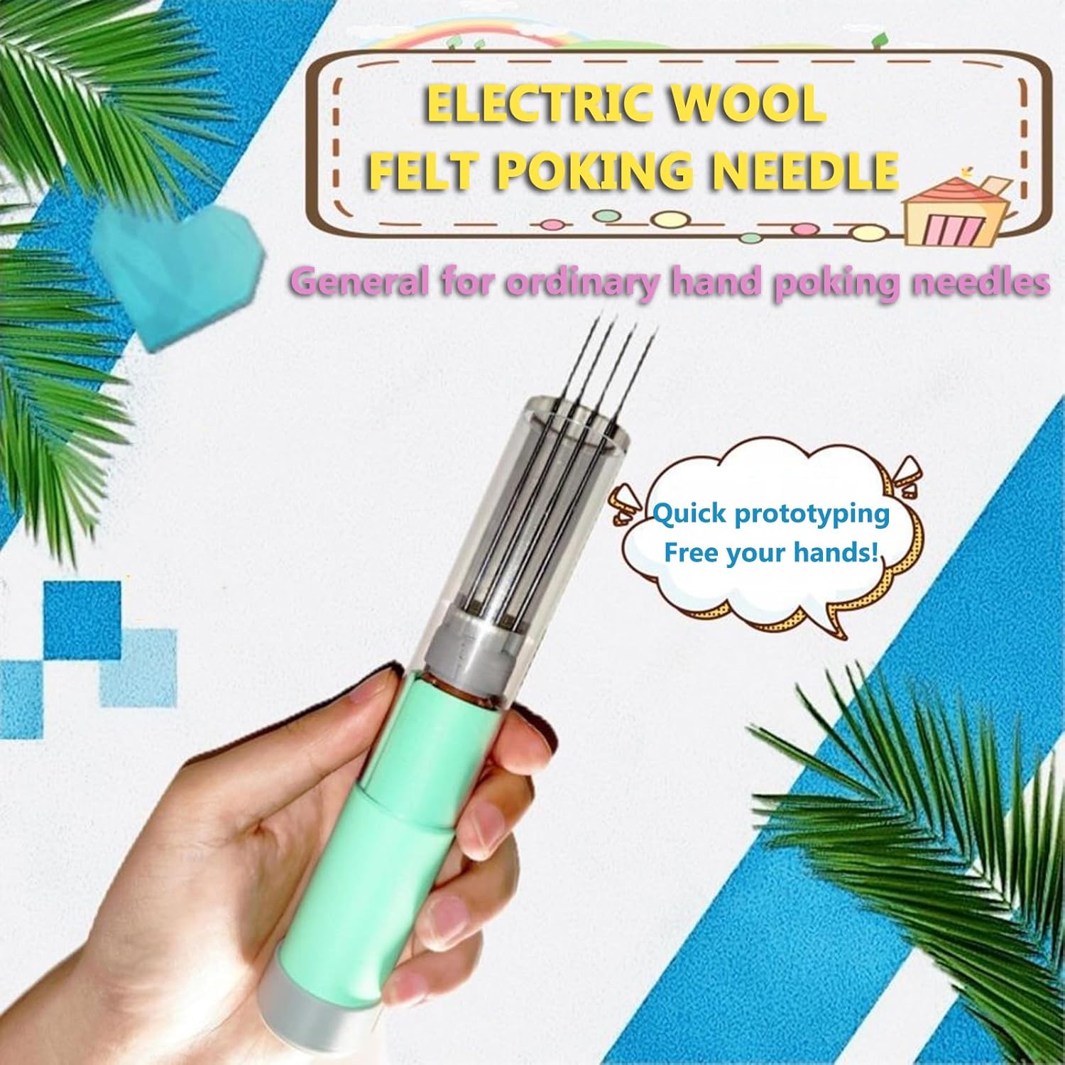 ABPETE Electric Felting Needle Machine, Wool Felting Tool, 1-7 Needles with Speed Control, Easy Needle Change, for Quick Felting, DIY Wool Painting and Felted Craft Work