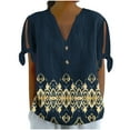 thumbnail image 2 of ATENAR Shirts for Women V Neck Printed Tops for Women Soft Tee Navy L, 2 of 7