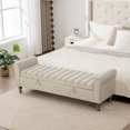 thumbnail image 3 of CQSXDA Modern Upholstered Storage Bench In Napped Fabric, 65.55 Inch Wide Bed End Furniture With Rolled Armrest And Rubberwood Legs, Griege, 3 of 12