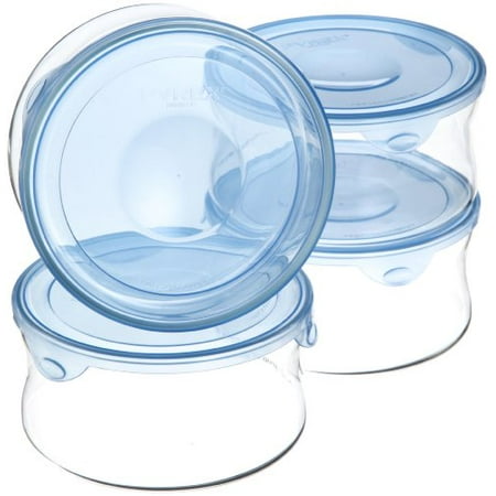 

iwaki Heat resistant glass Storage container Aqua blue Round shape M 840ml × 4 pieces Pack & range KBT7402BLN