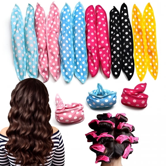 Grovevia Soft Overnight Hair Rollers Heatless Sleep In Hair Curlers For Thick Hair Large Cloth Pillow Hair Roller For Long Hair Curlers Sponge Foam DIY Hair Rollers Gift Product (12 pcs, 6 Colors)
