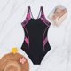 thumbnail image 2 of TaTaai Conservative Sports Style Bikini for Women, Crewneck Printed Swimsuit with Stitching and Removable Bra, High Cut for Beach and Pool Gift, 2 of 7