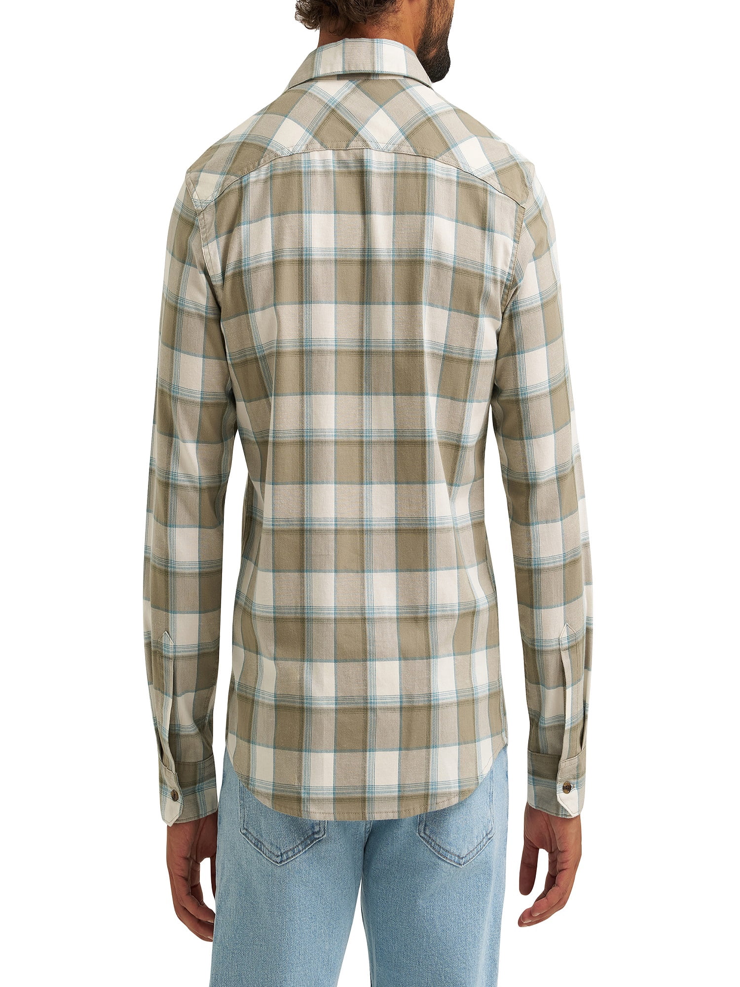 Wrangler® Men's Slim Fit Long Sleeve Woven Twill Shirt with Sunglasses Cleaner, Sizes S-5XL