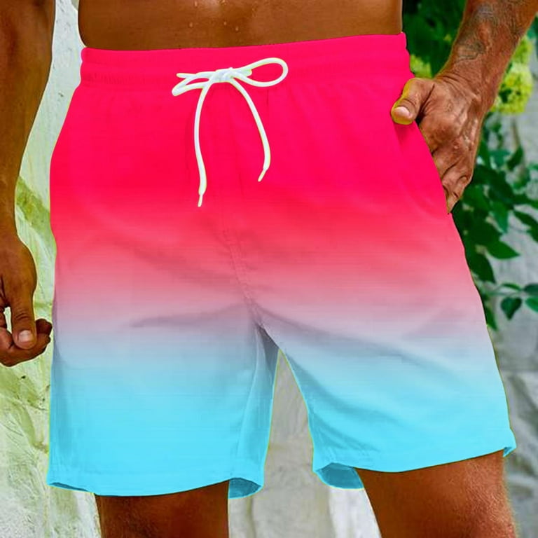 JMKQLZ Mens Shorts Gradient Athletic Gym Shorts Workout Basketball Shorts for Men Hot Pink S