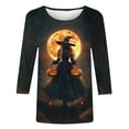 thumbnail image 3 of Brnmxoke Witch Halloween Shirts for Women Fall 3/4 Sleeve Crew Neck Graphic Tees Shirt Funny Holiday Party Tops Blouses Multicolor,XXXXXL, 3 of 4