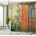 thumbnail image 5 of Ambesonne Rustic Shower Curtain, Old French Wooden Door, 69"Wx70"L, Orange Green, 5 of 5