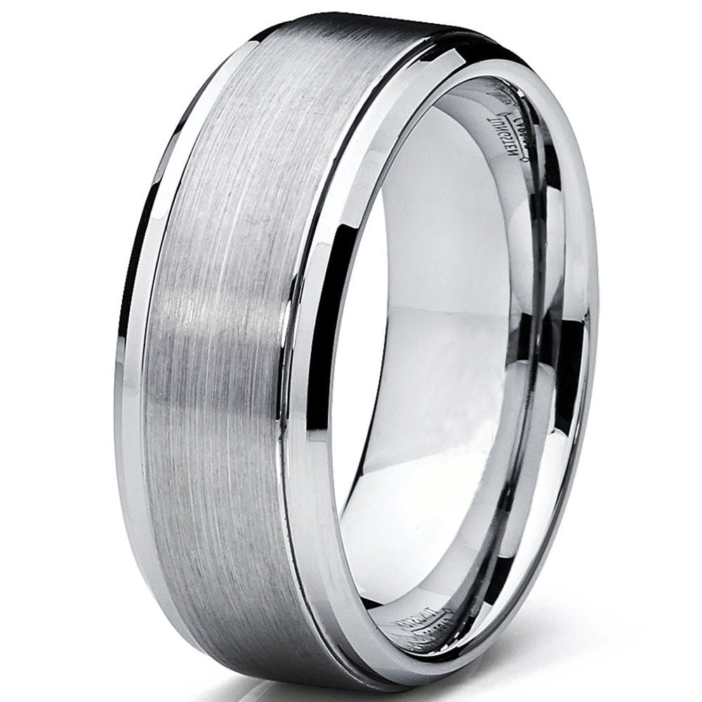 Men's Tungsten Ring Wedding Band Raised Brushed Finish 9MM ...