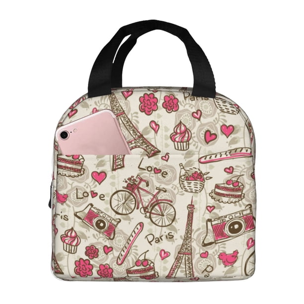 Easygdp Paris Vintage Bolsa Térmica Premium - Tela Oxford Impermeable, Gran Capacidad, Bolsillo Frontal, Unisex para Trabajo, Escuela, Actividades al Aire Libre y Picnics