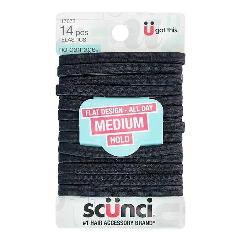 Scunci No Damage Elastic Stretch Nylon Hairbands in Black 14ct