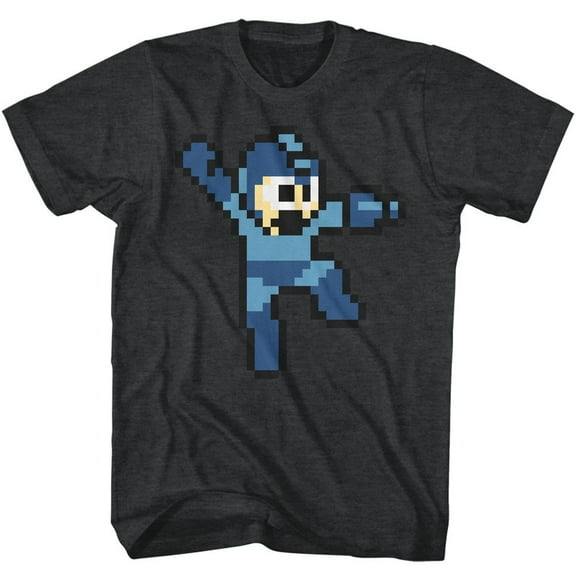 Mega Man Jumpman Black Heather Adult T-Shirt 2Xlt