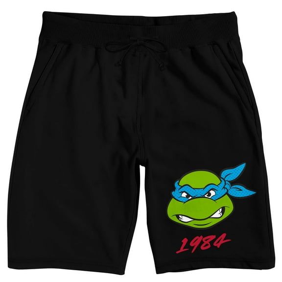 TMNT Classic Retro Cartoon Leonardo Character Head Men's Black Sleep Pajama Shorts
-Medium