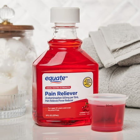 (4 pack) (4 Pack) Equate Extra Strength Acetaminophen Cherry Flavor, 500 mg, 8 Oz