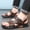 Brown, variant on ZZwxWA Mens Flat Slide Sandals Casual Slip On Beach Open Toe Sandals with Adjustable Dual Use Ankle Strap for Summer Summer Saving