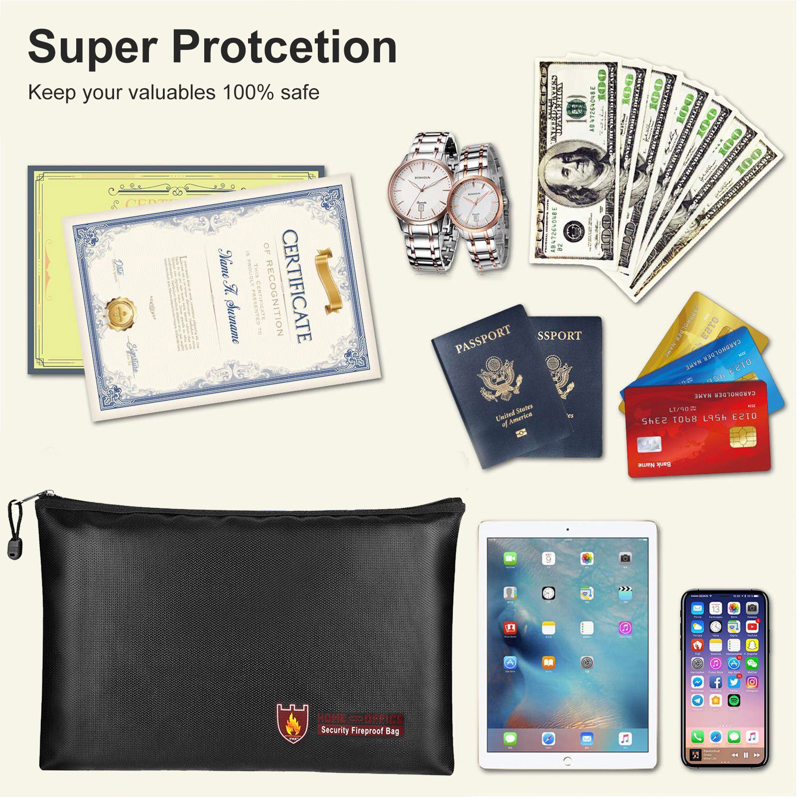 EEEkit Fireproof Money Safe Document Bag photo 2