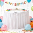 thumbnail image 5 of 1 Pack Tulle Table Skirt, Torqee Bow Decor Tablecloth, Party Decoration Cover, for Birthday Cake Table, Holiday Gathering and Event Display, White, S, 5 of 9