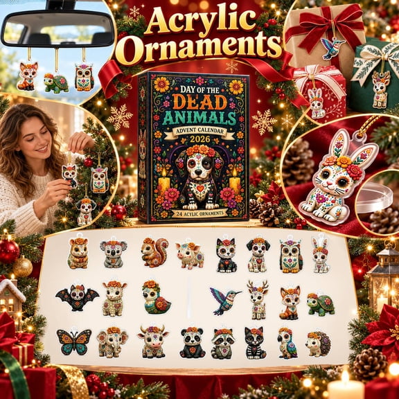 Advent Calendar 2026 24 PCS 2D Flat Christmas Ornaments Christmas Countdown Calendar Holiday Gift for Animals Lovers