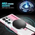 thumbnail image 2 of Phone Case for Samsung Galaxy S24 Ultra Case Magnetic with Stand Black Fits Wireless Charger, Samsung S24 Ultra Case with Camera Lens Protector Cover Shockproof (Pink White), 2 of 17