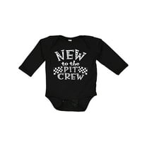 Inktastic New to the Pit Crew Racing Flags Boys or Girls Long Sleeve Baby Bodysuit