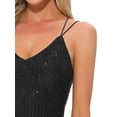 thumbnail image 5 of VESTIDO DE MUJER INSPIRE CHIC Escote en V Lentejuelas Tirantes Espagueti Espalda Descubierta Vestidos Mini de Fiesta Club L Negro, 5 of 5