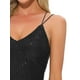 thumbnail image 5 of VESTIDO DE MUJER INSPIRE CHIC Escote en V Lentejuelas Tirantes Espagueti Espalda Descubierta Vestidos Mini de Fiesta Club L Negro, 5 of 5