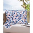 thumbnail image 6 of Pack of 2 Outdoor Pillow Covers, Blue Paisley Flowers Geometric Floral Watercolor Waterproof Square Throw Pillowcase Cushion Decorative Pillow Covers for Couch Patio Tent, 16x16 in, 6 of 6