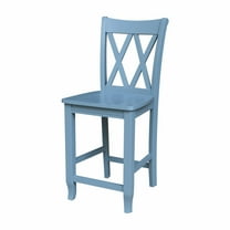 International Concepts Solid Wood Double "X" Back Counter height Stool in Smoked Blue - 24" Height