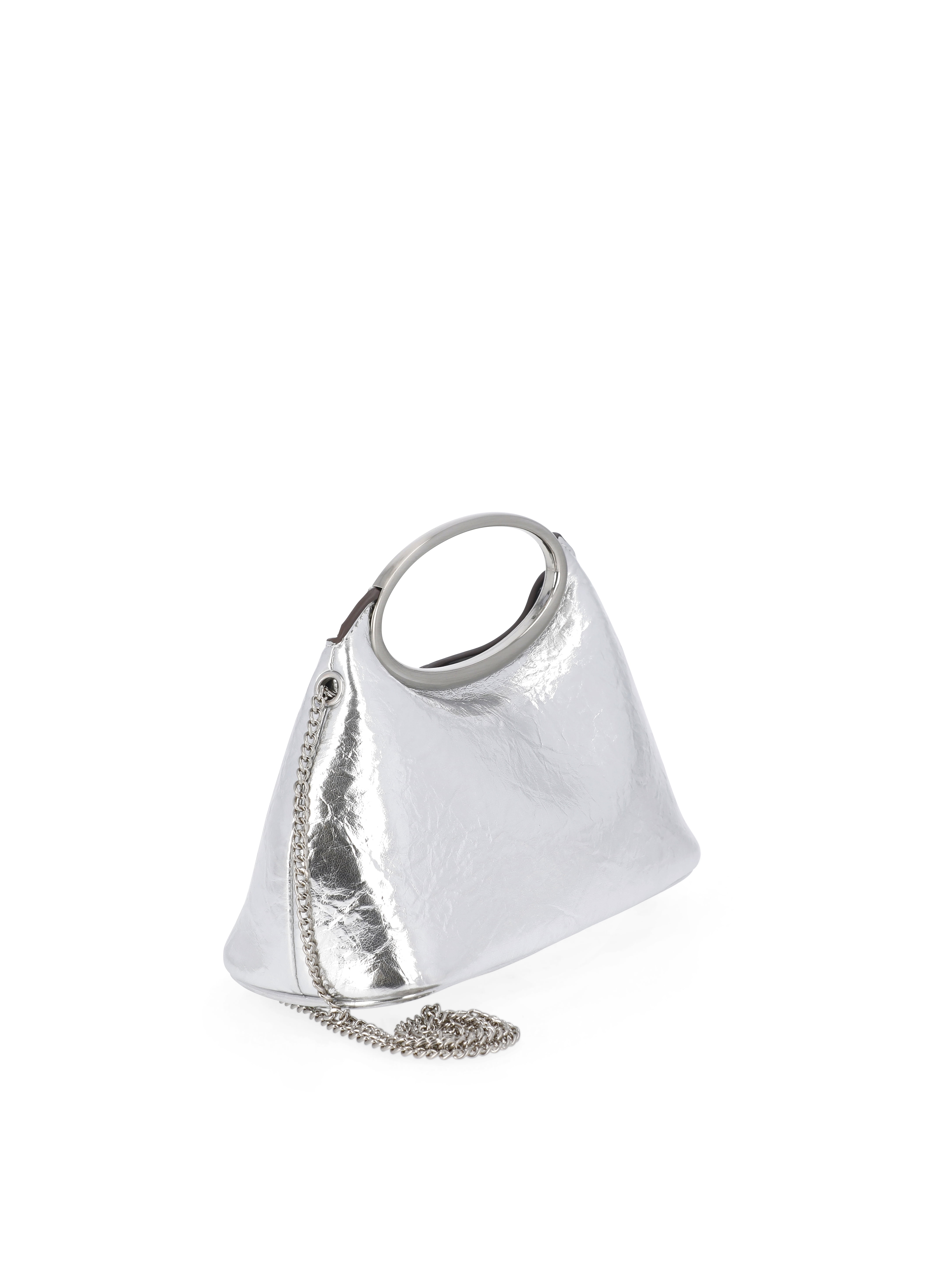 Scoop Women’s Metallic Faux Leather Top Handle Clutch, Silver Tone