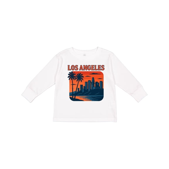 Inktastic Los Angeles Palm Trees Sunset Boys or Girls Long Sleeve Toddler T-Shirt